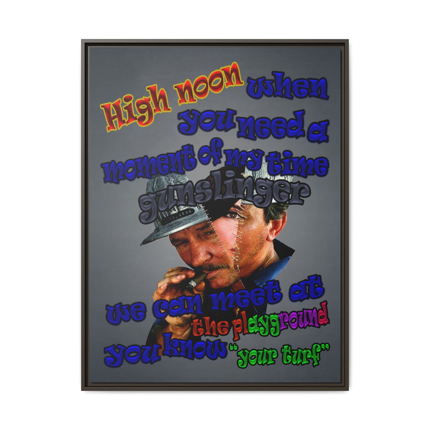 high noon - framed canvas art (grey-light grey)