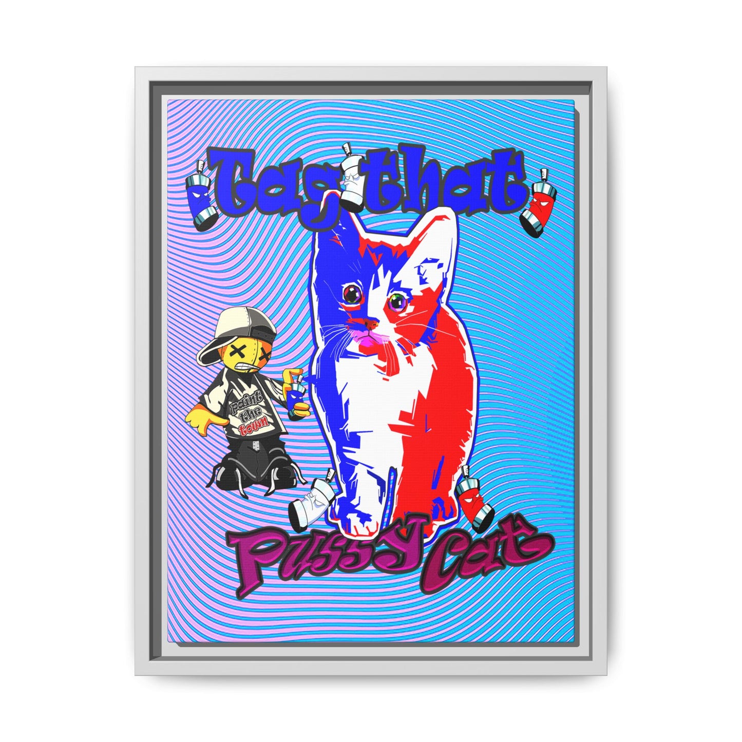 tag that - framed canvas art (light blue-purple wave)