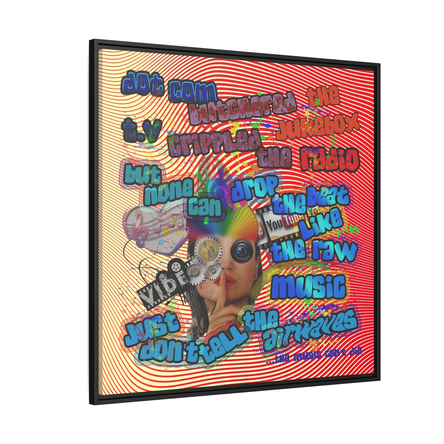 drop the beat - framed canvas art (yellow-orange wave)