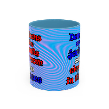 donkeys and elephants - Accent Mug (light blue-purple wave)