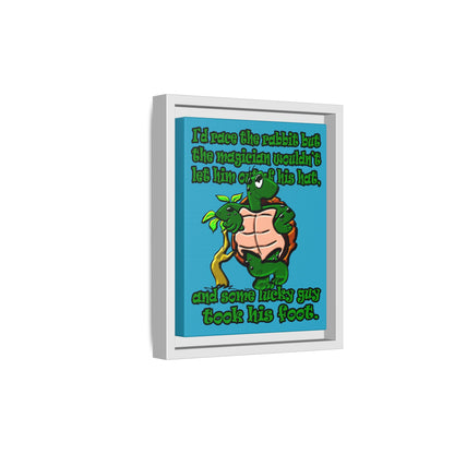 turtle race - framed canvas art (turquoise)
