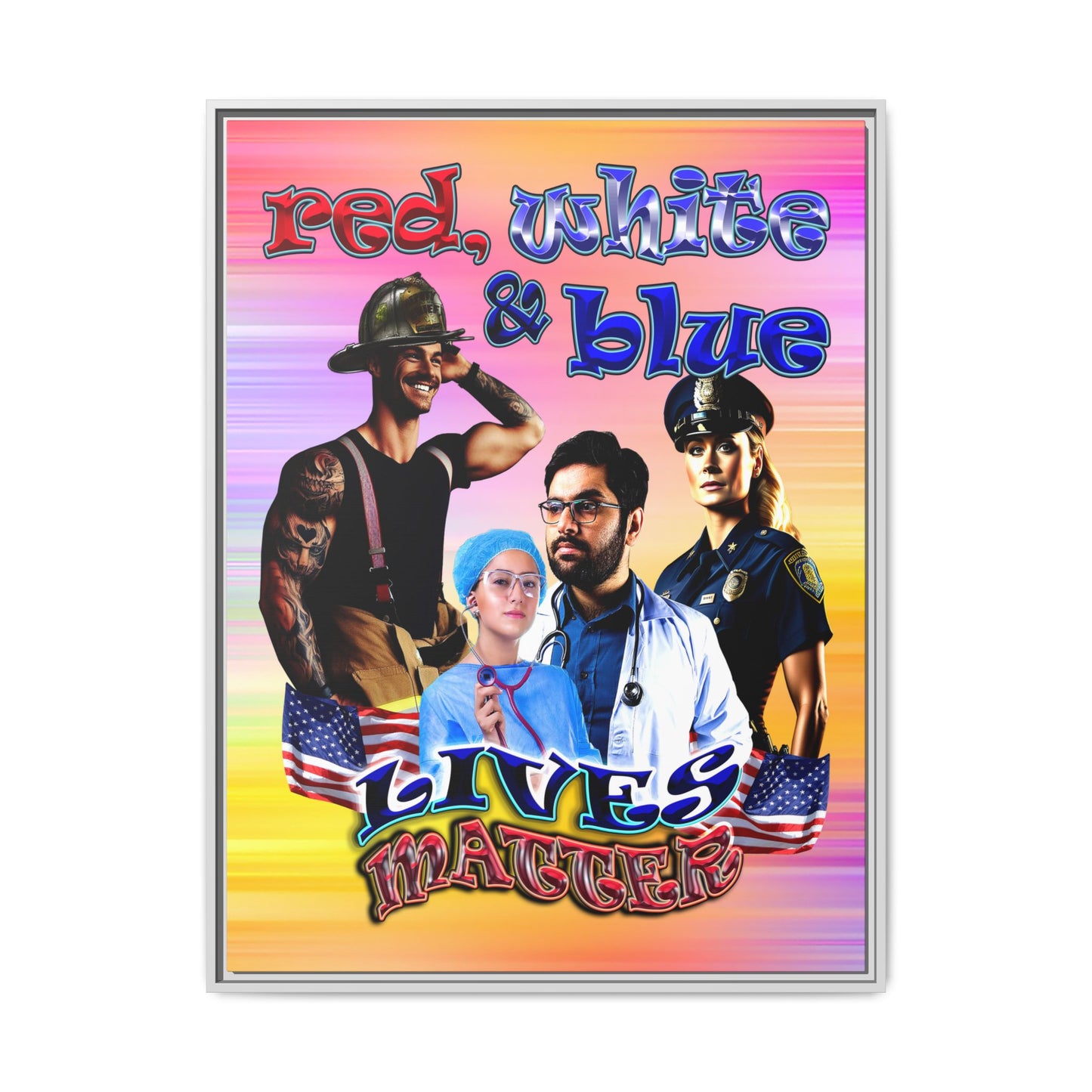 rw&b lives matter - framed canvas art (color blur)