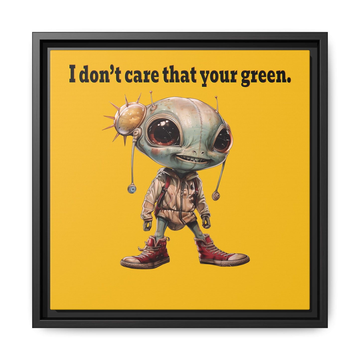 I don't care that your green - framed canvas art (yellow)