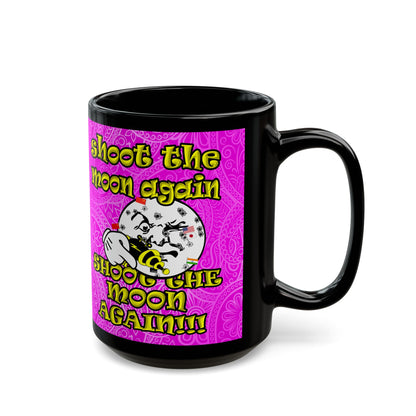 shoot the moon again - Black Mug (pink swirl)