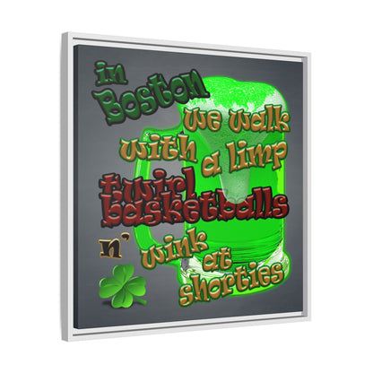 celtics logo - framed canvas art (grey-light grey)