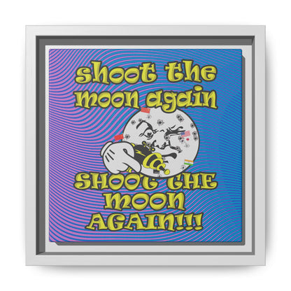 shoot the moon again - framed canvas art (light blue-purple wave)