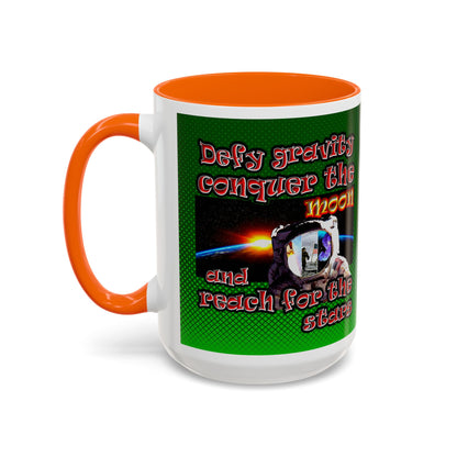 defy conquer reach - Accent Mug (logo green)
