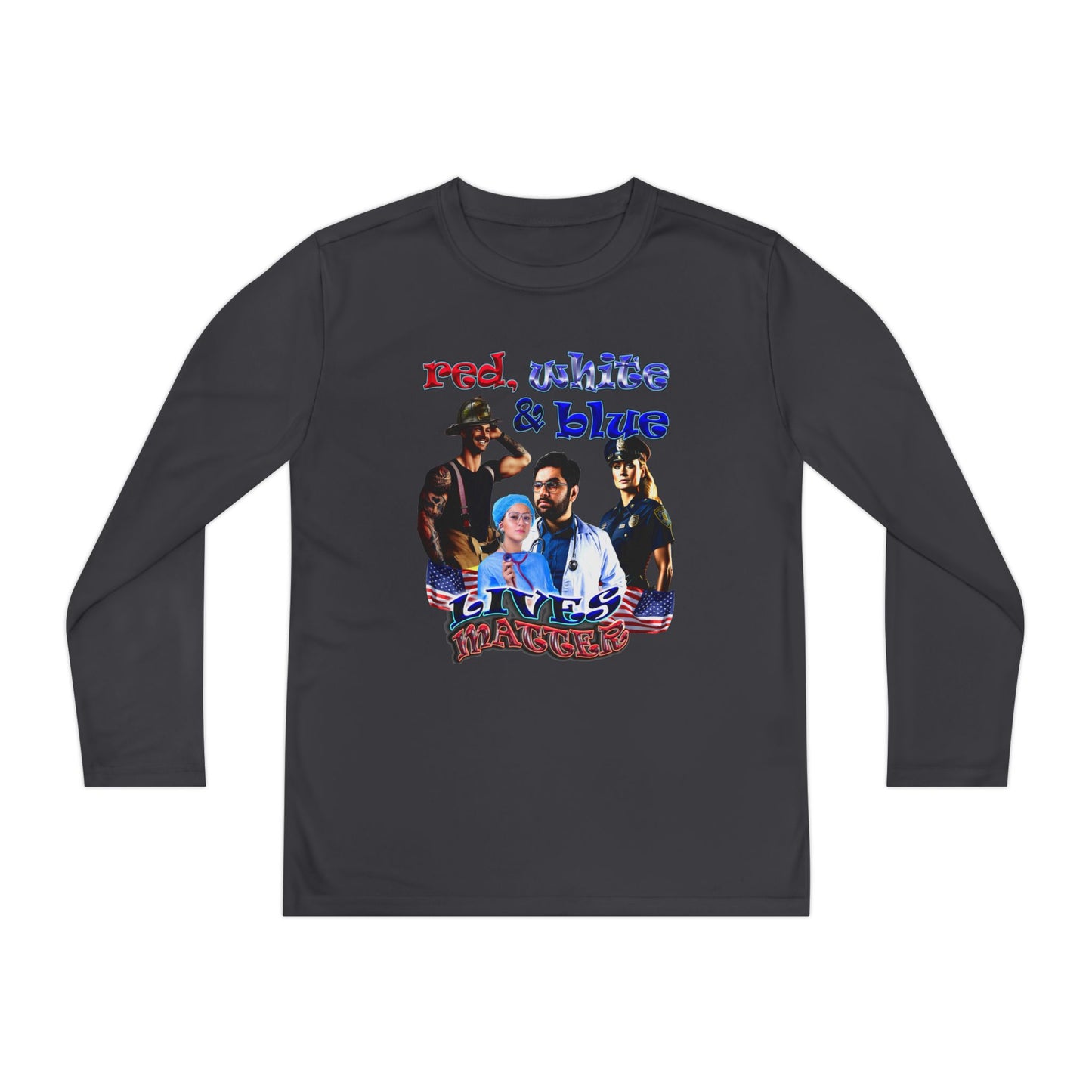 rw&b lives matter - Youth Long Sleeve Competitor Tee