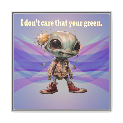 I don't care that your green - framed canvas art (light blue-pink wave)