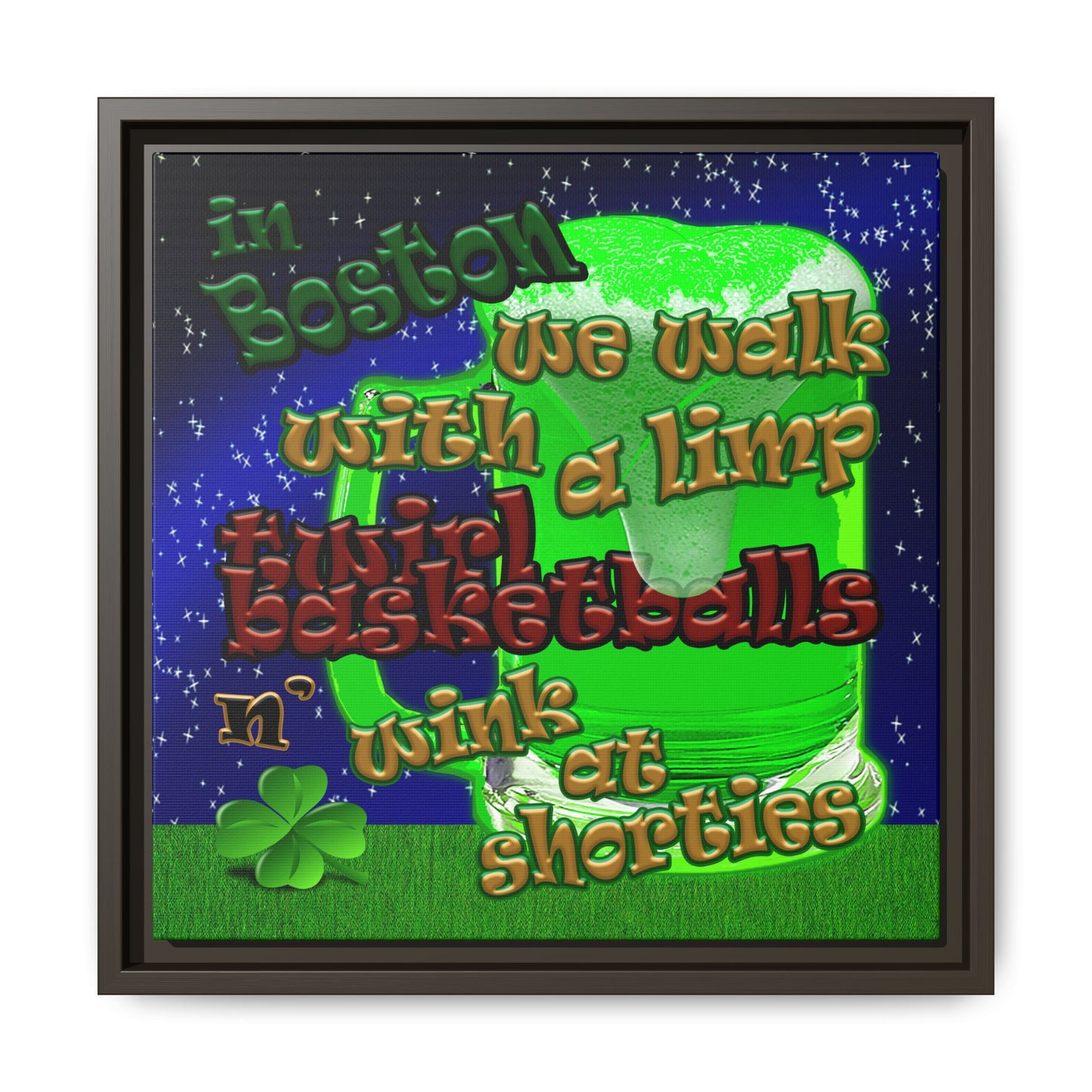 celtics logo - framed canvas art ('snoops' background)