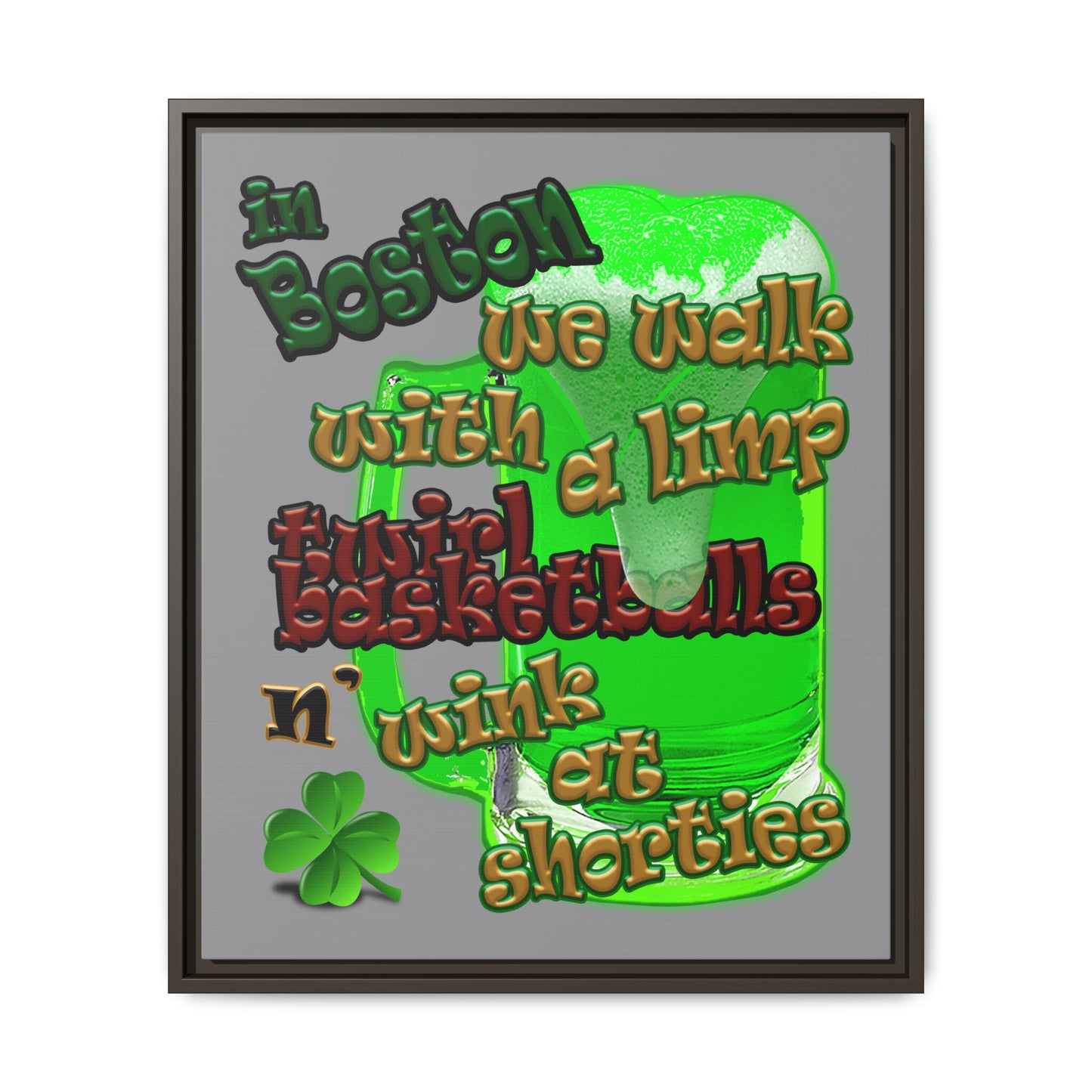 celtics logo - framed canvas art (grey)