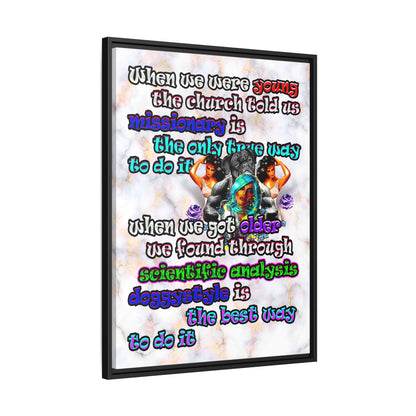 doggystyle - framed canvas art (white marble)