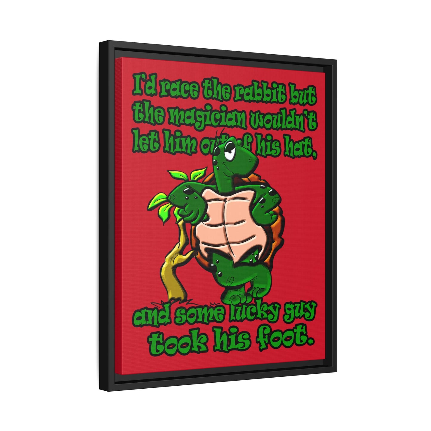 turtle race - framed canvas art (dark red)