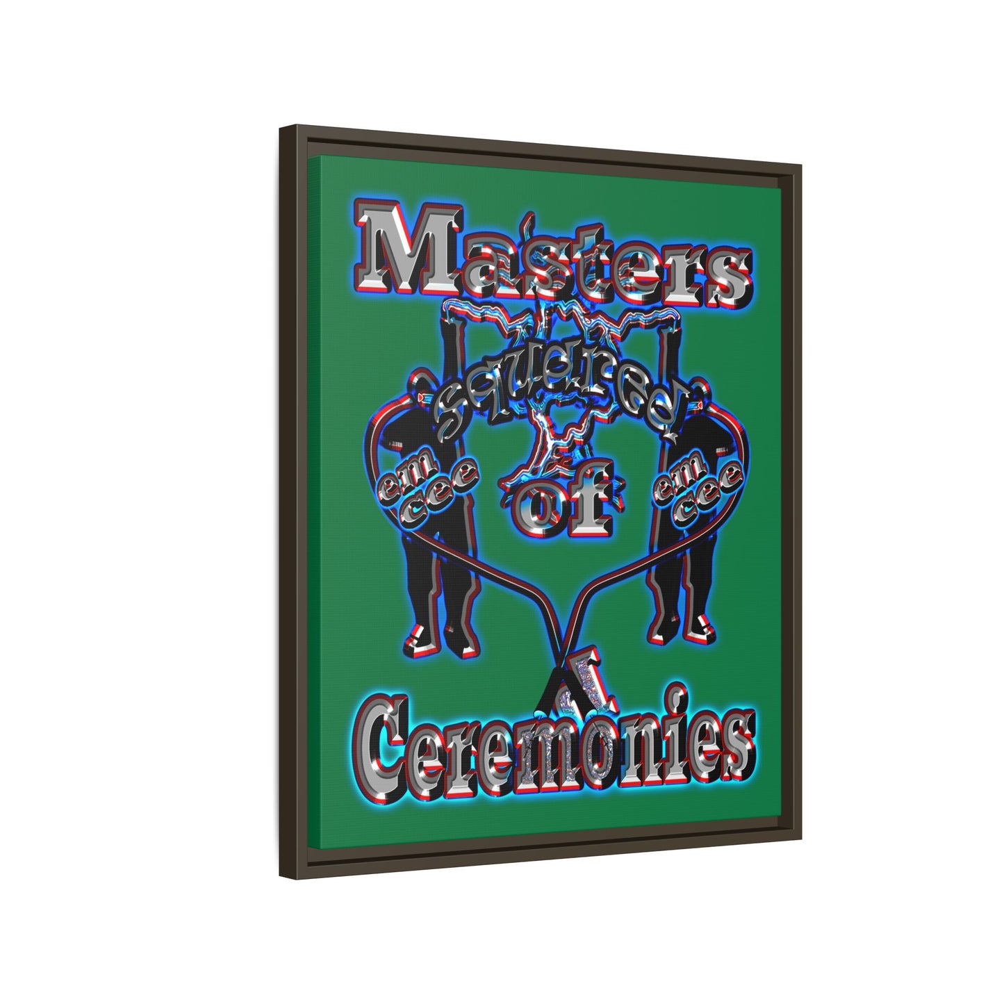 em cee squared - framed canvas art (dark green)