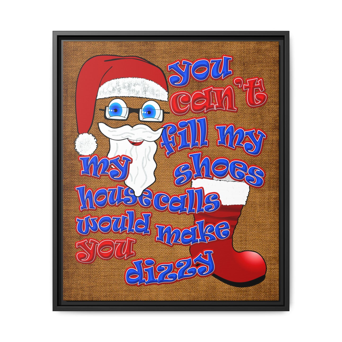 santa's shoes - framed canvas art (brown papyrus)
