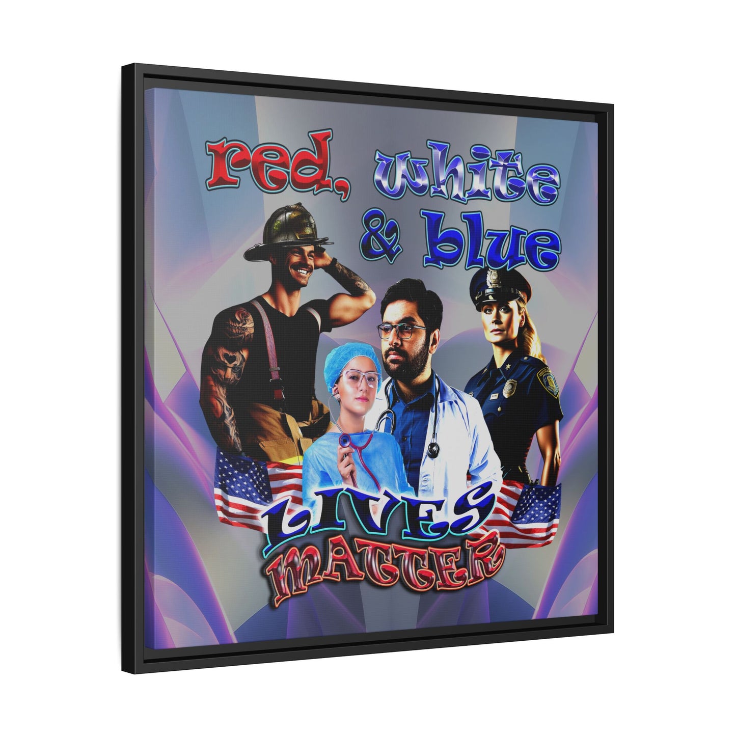 rw&b lives matter - framed canvas art (grey-pink wave)