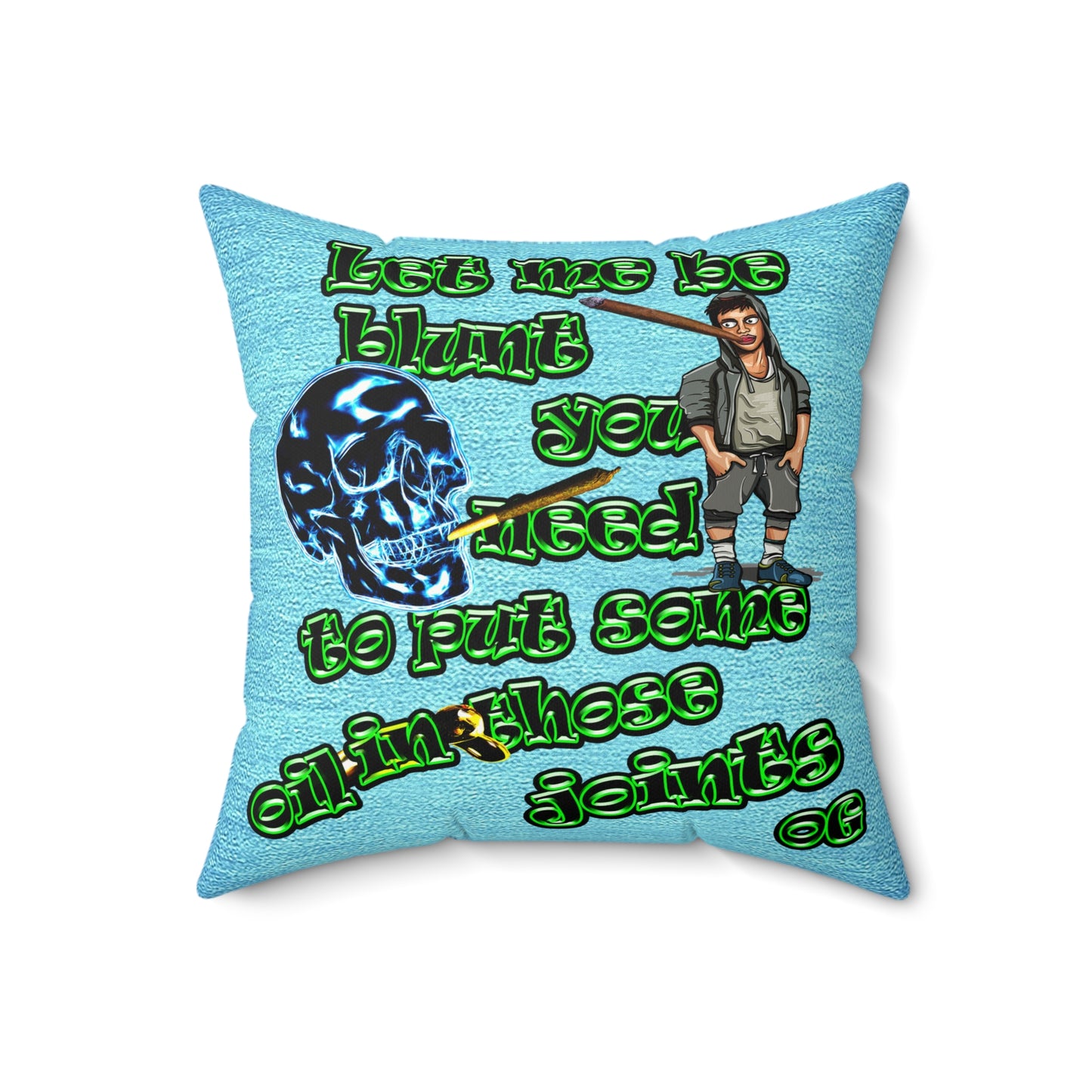 og - Faux Suede Square Pillow - (faded blue)