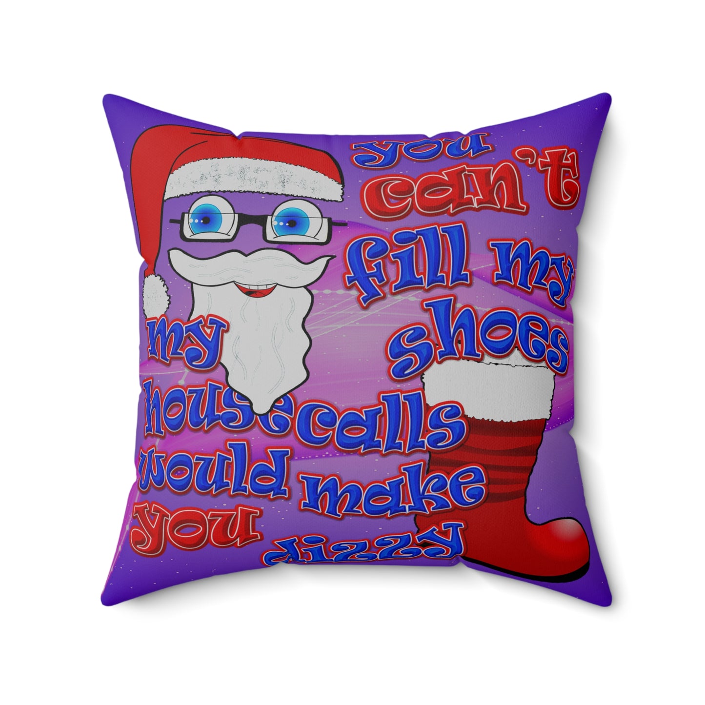 santa's shoes - Spun Polyester Square Pillow - (purple-pink wave)