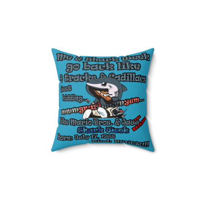 shark week - Spun Polyester Square Pillow - (turquoise)