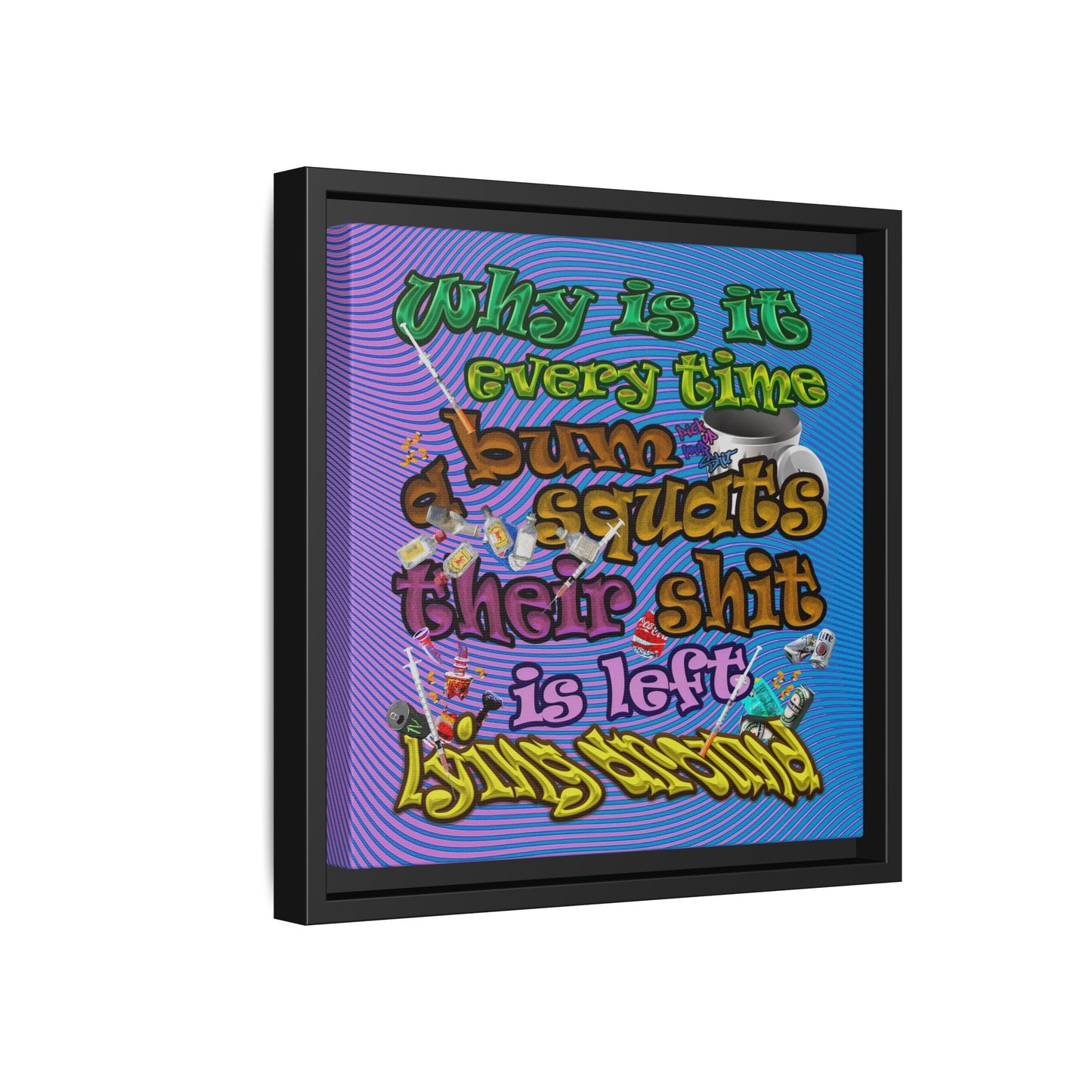 the bum's shit - framed canvas art (light blue-purple wave)