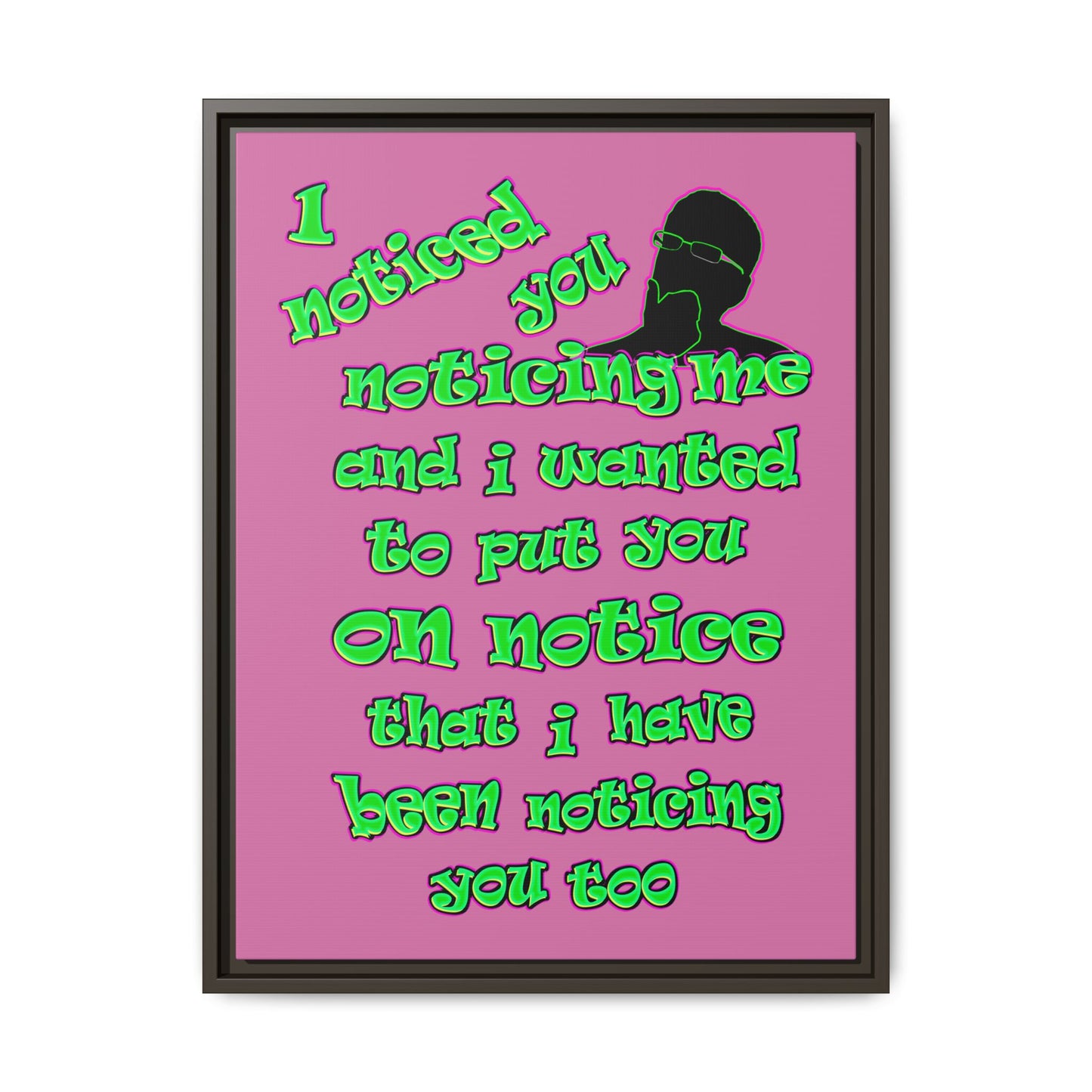 noticed you noticing - framed canvas art (light pink)