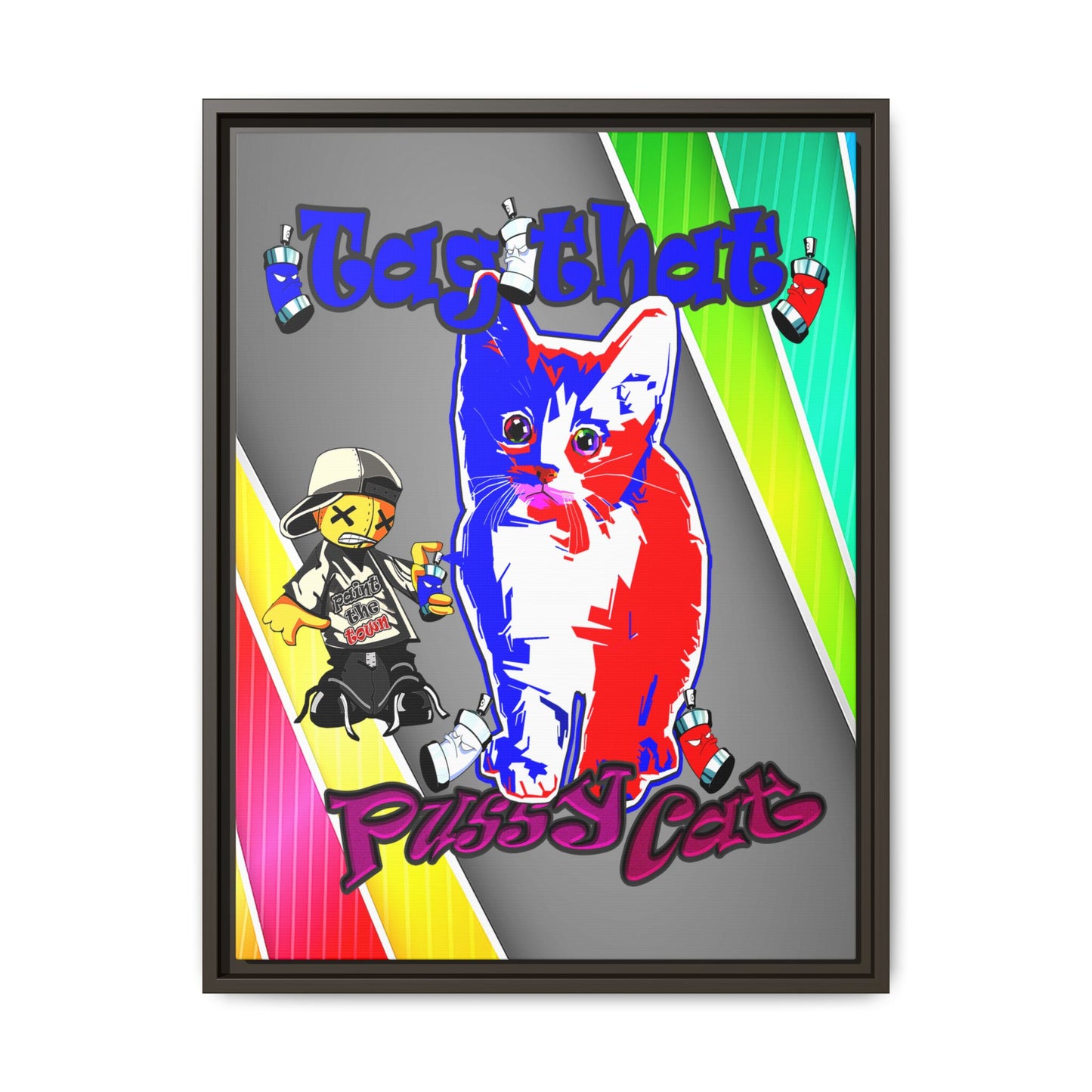 tag that - framed canvas art (rainbow split)