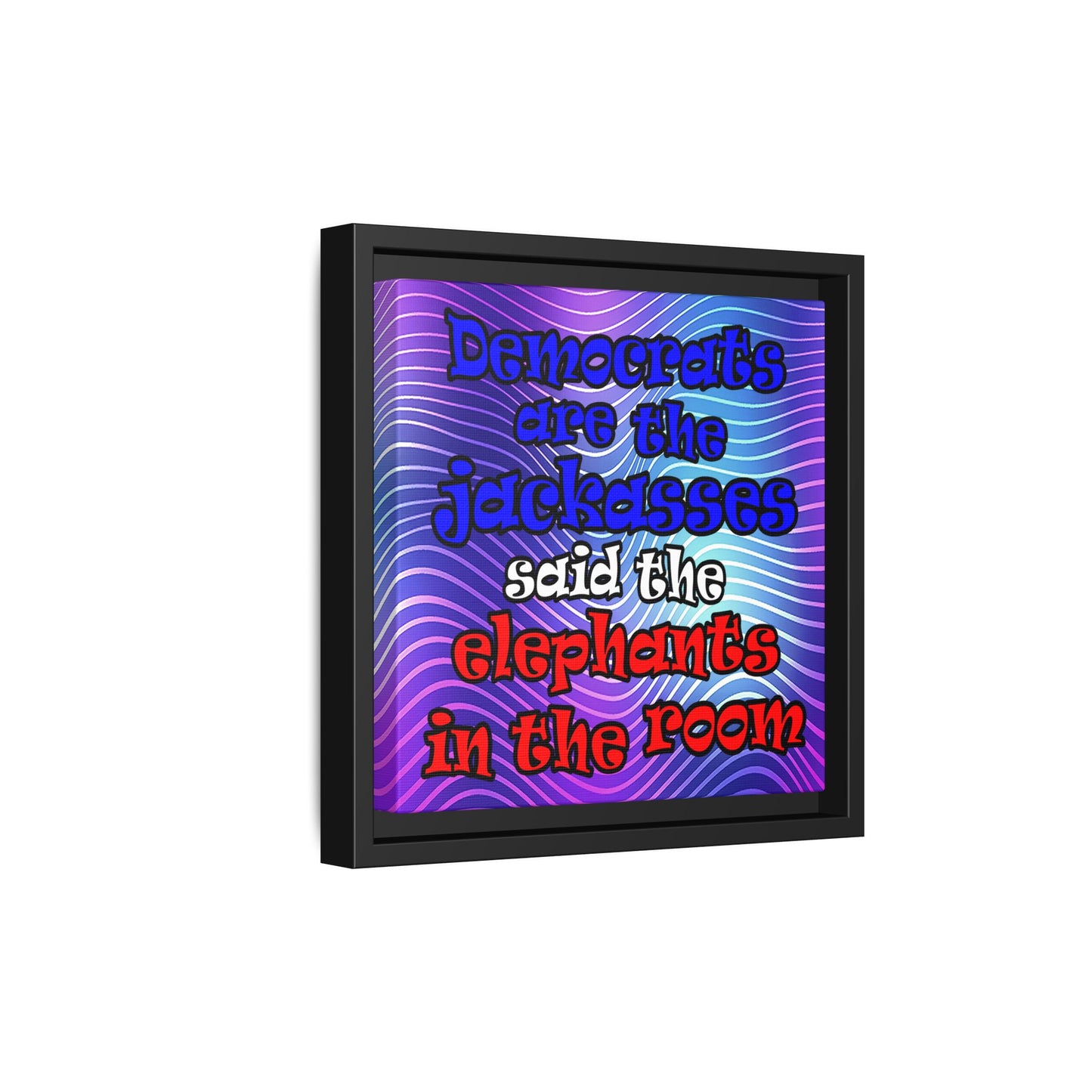 donkeys and elephants - framed canvas art (purple wave)
