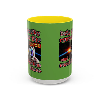 defy conquer reach - Accent Mug (green)