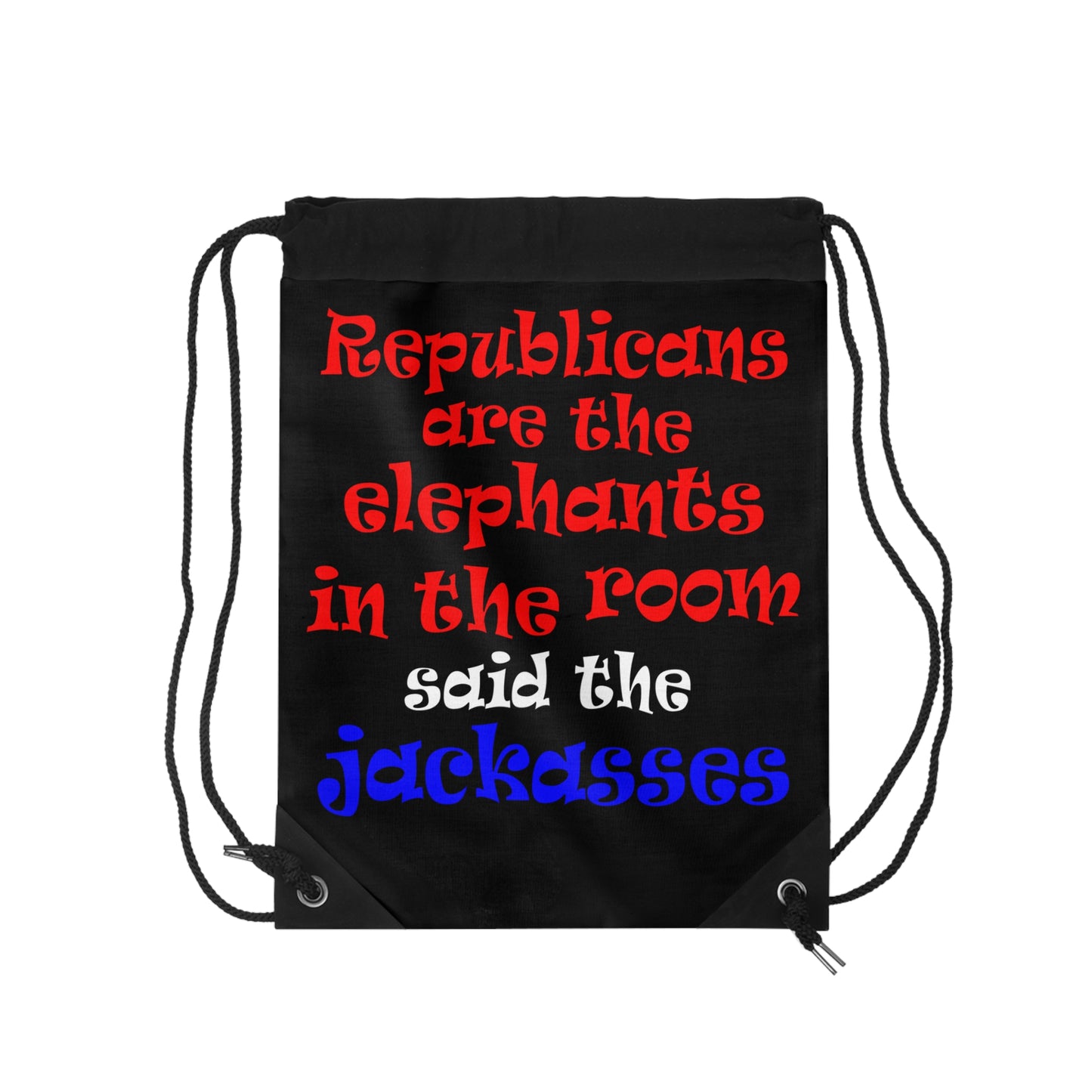 donkeys and elephants - Drawstring Bag (black)