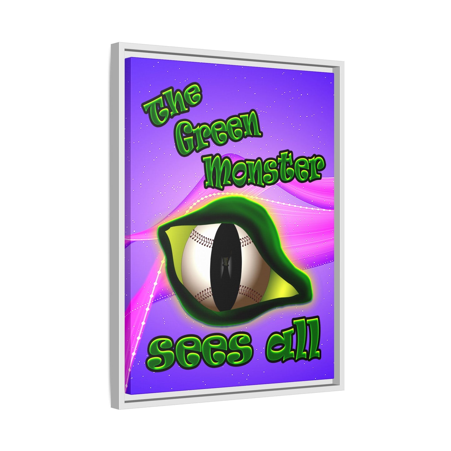 green monster - framed canvas art (purple-pink wave)