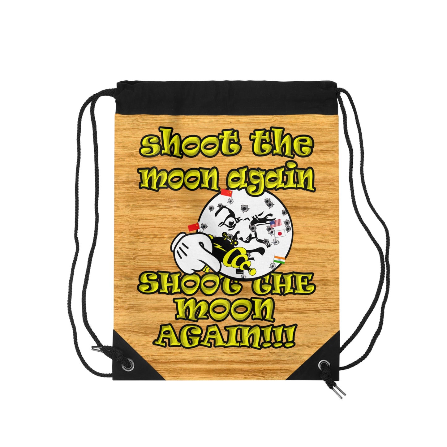 shoot the moon again - Drawstring Bag (butterscotch wood finish)