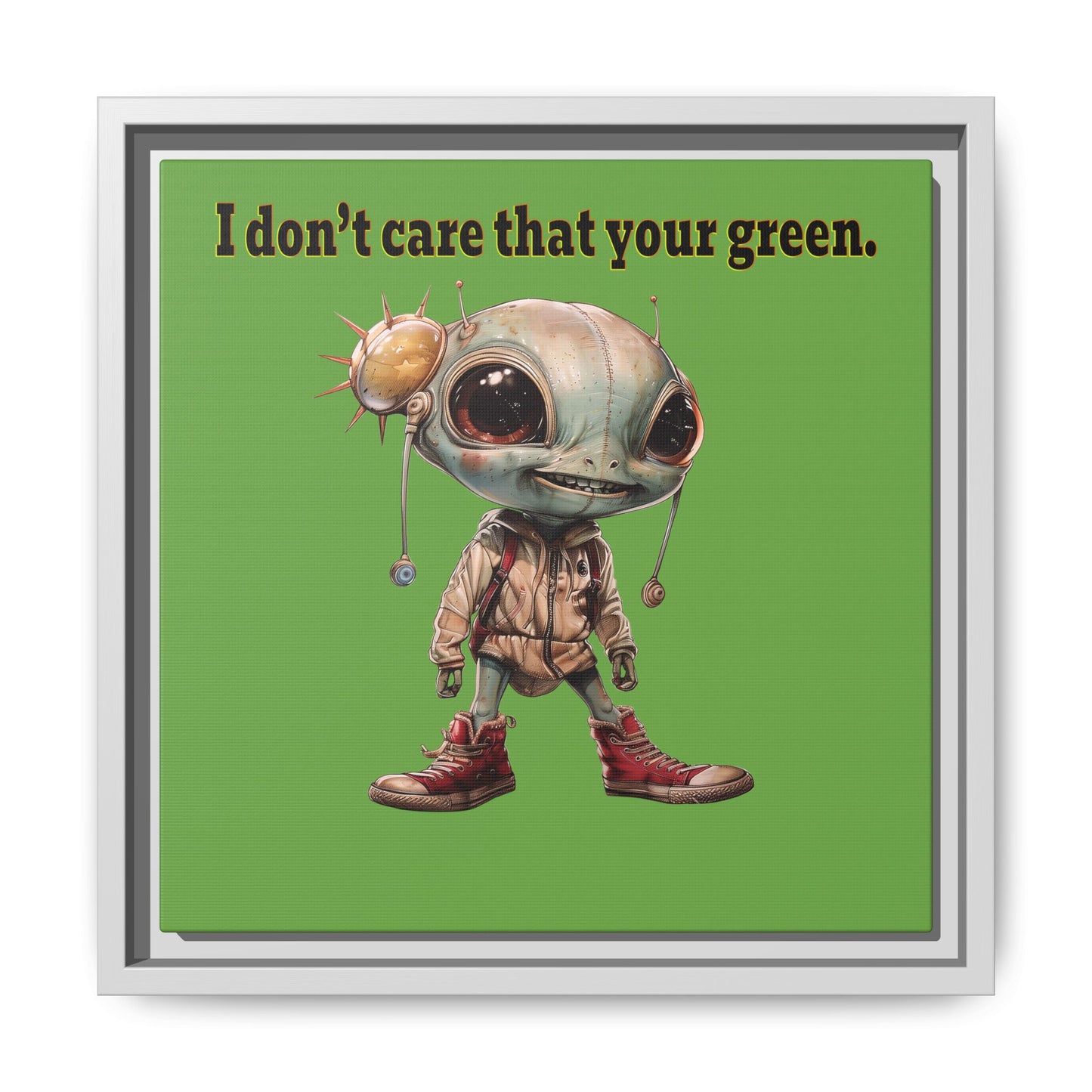 I don't care that your green - framed canvas art (green)