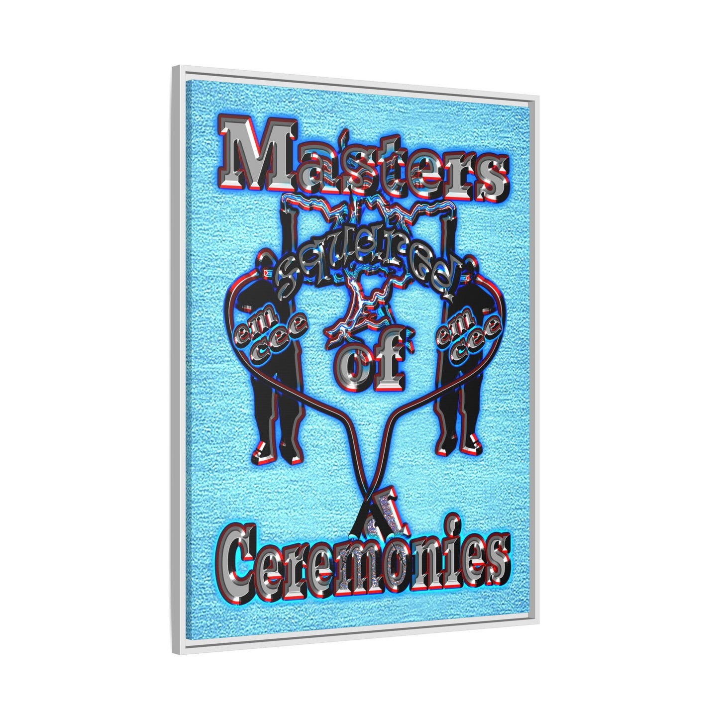 em cee squared - framed canvas art (faded blue)