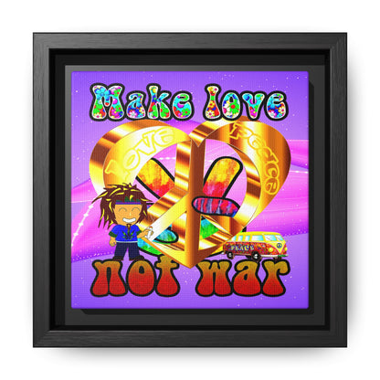 love peace - framed canvas art (purple-pink wave)