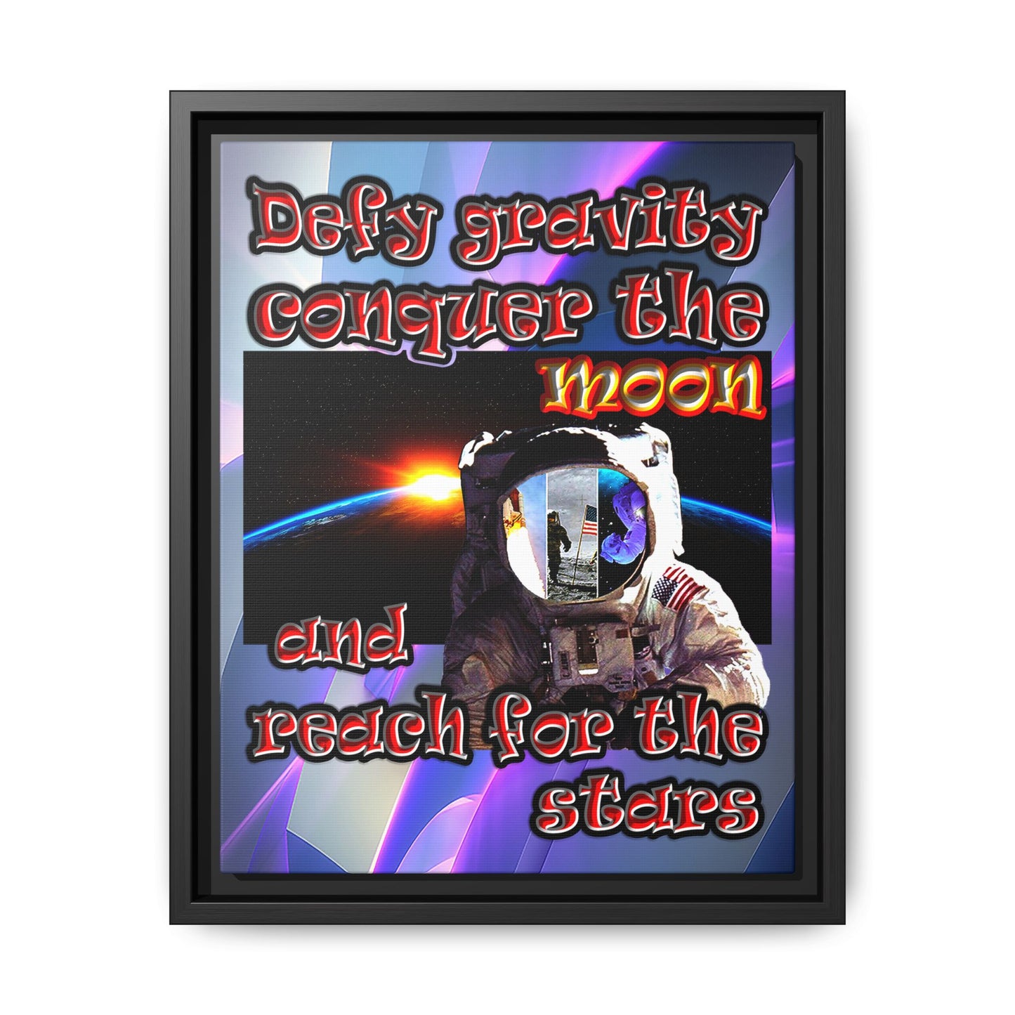 defy conquer reach - framed canvas art (grey-pink wave)