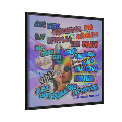drop the beat - framed canvas art (light blue-pink wave)