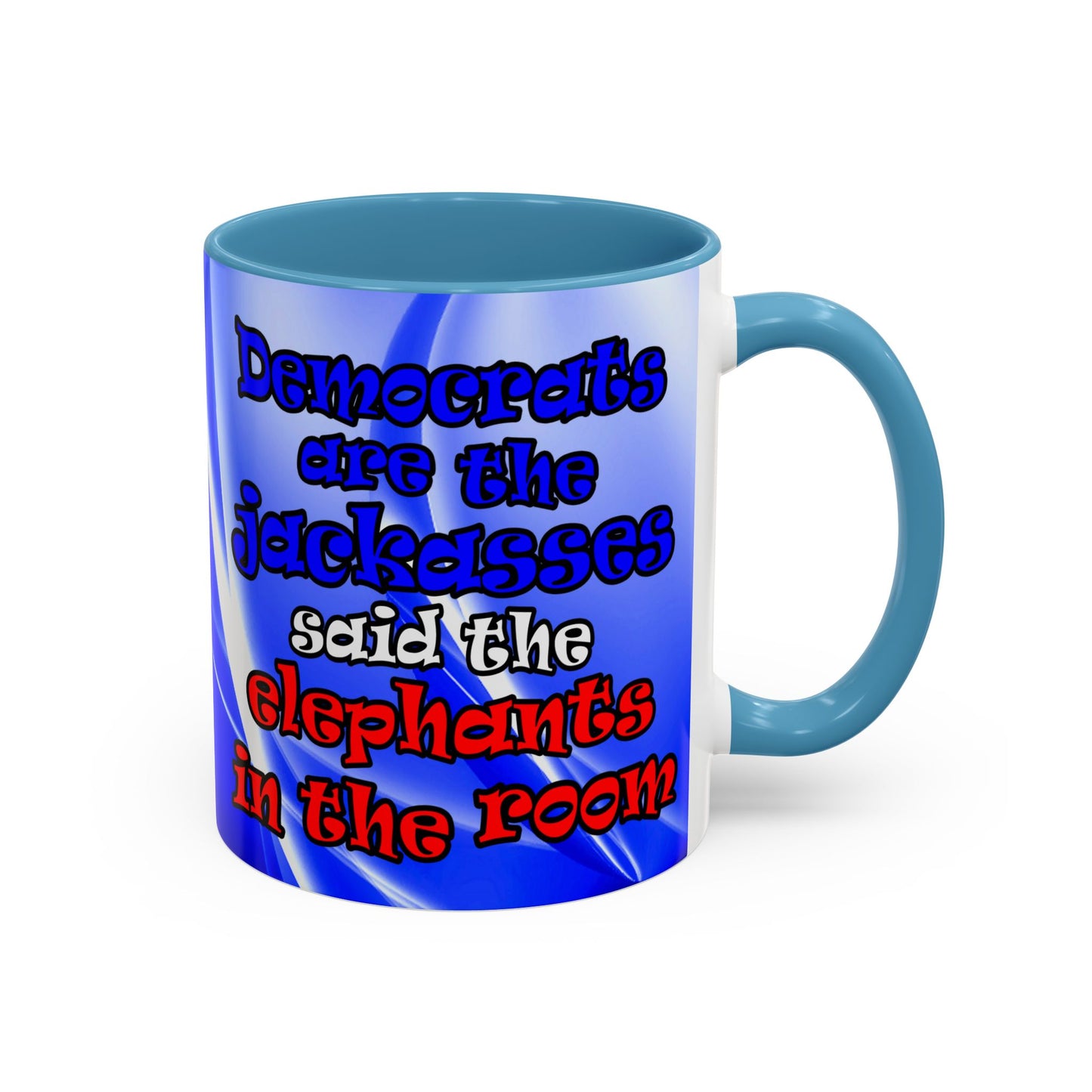 donkeys and elephants - Accent Mug (blue-white wave)