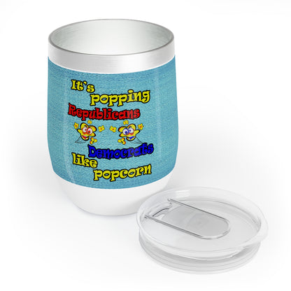 popping like popcorn - Chill Wine Tumbler (faded blue)