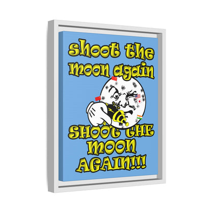 shoot the moon again - framed canvas art (light blue)