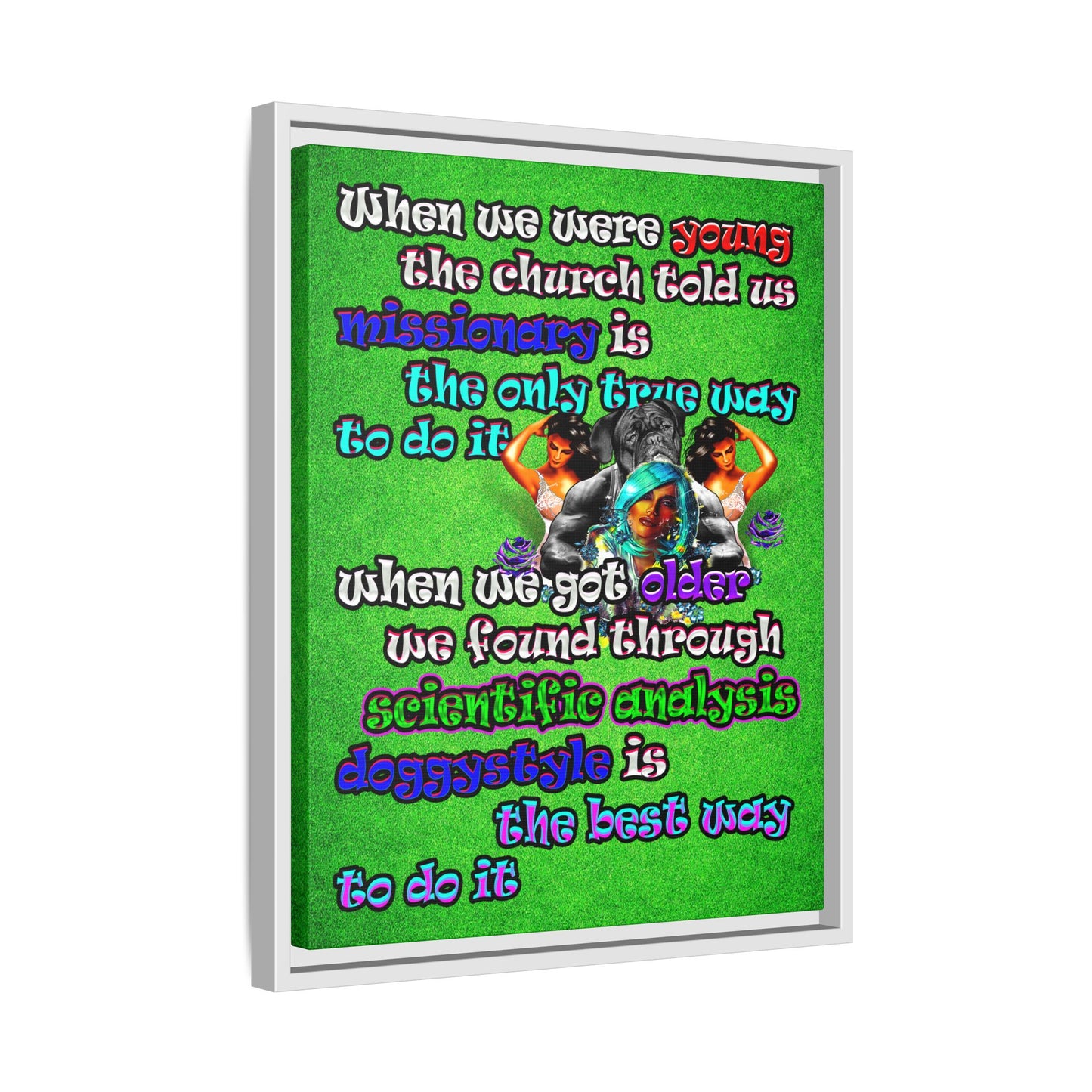 doggystyle - framed canvas art (green turf)