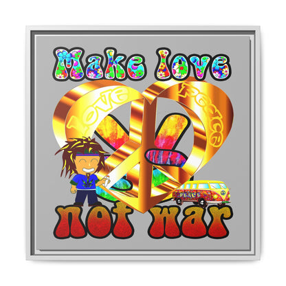 love peace - framed canvas art (light grey)