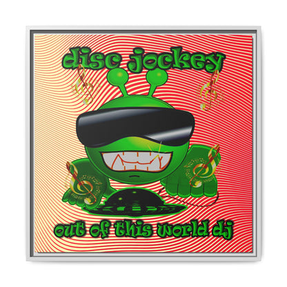 disc jockey - framed canvas art (yellow-orange wave)