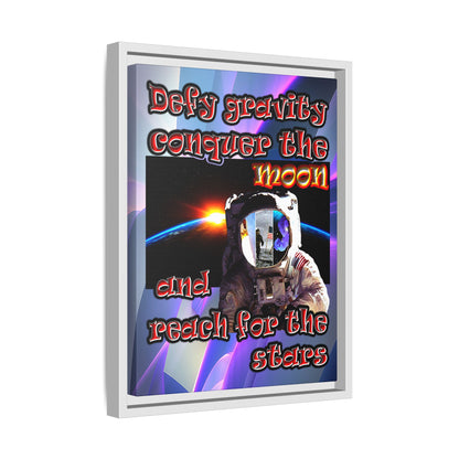 defy conquer reach - framed canvas art (grey-pink wave)