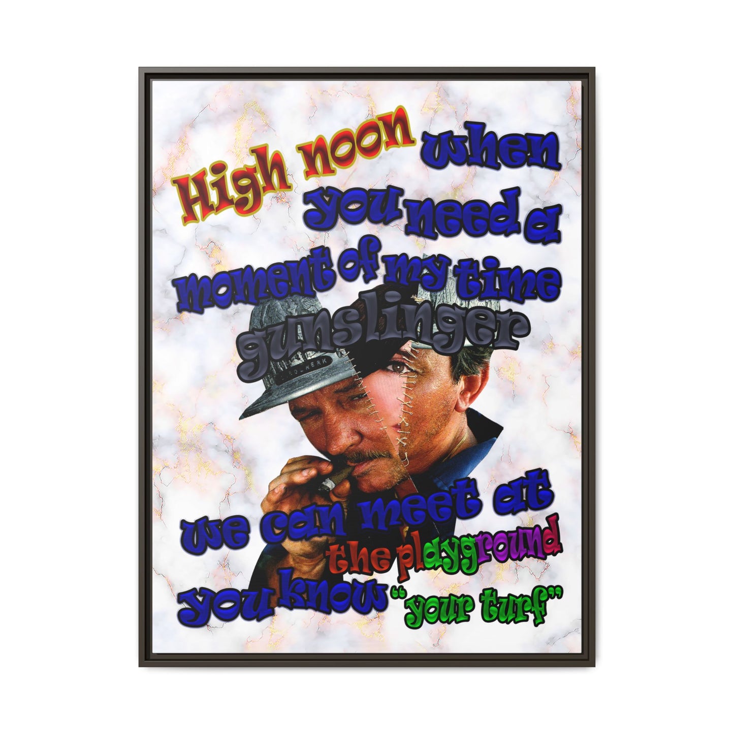 high noon - framed canvas art (white marble)