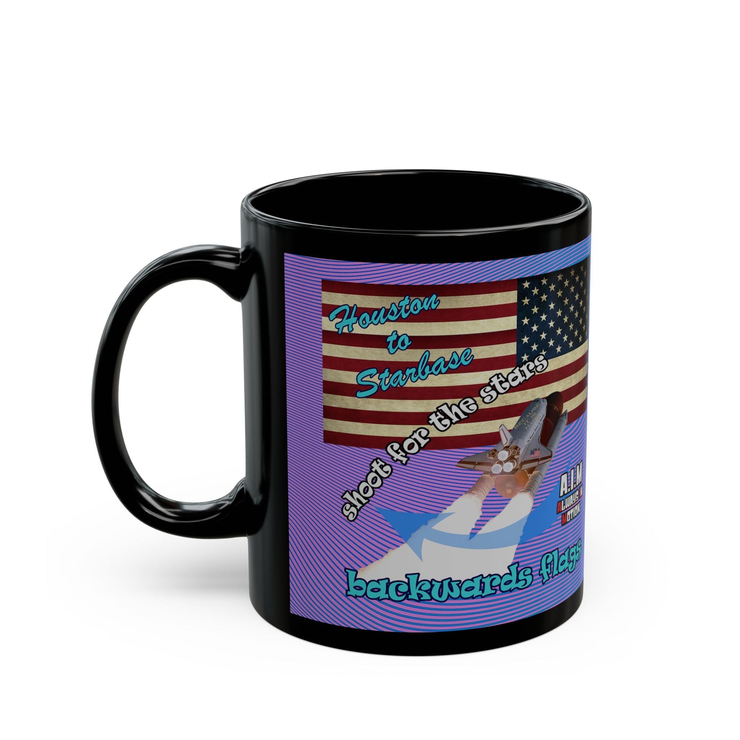 shoot for the stars - Black Mug (light blue-purple wave)