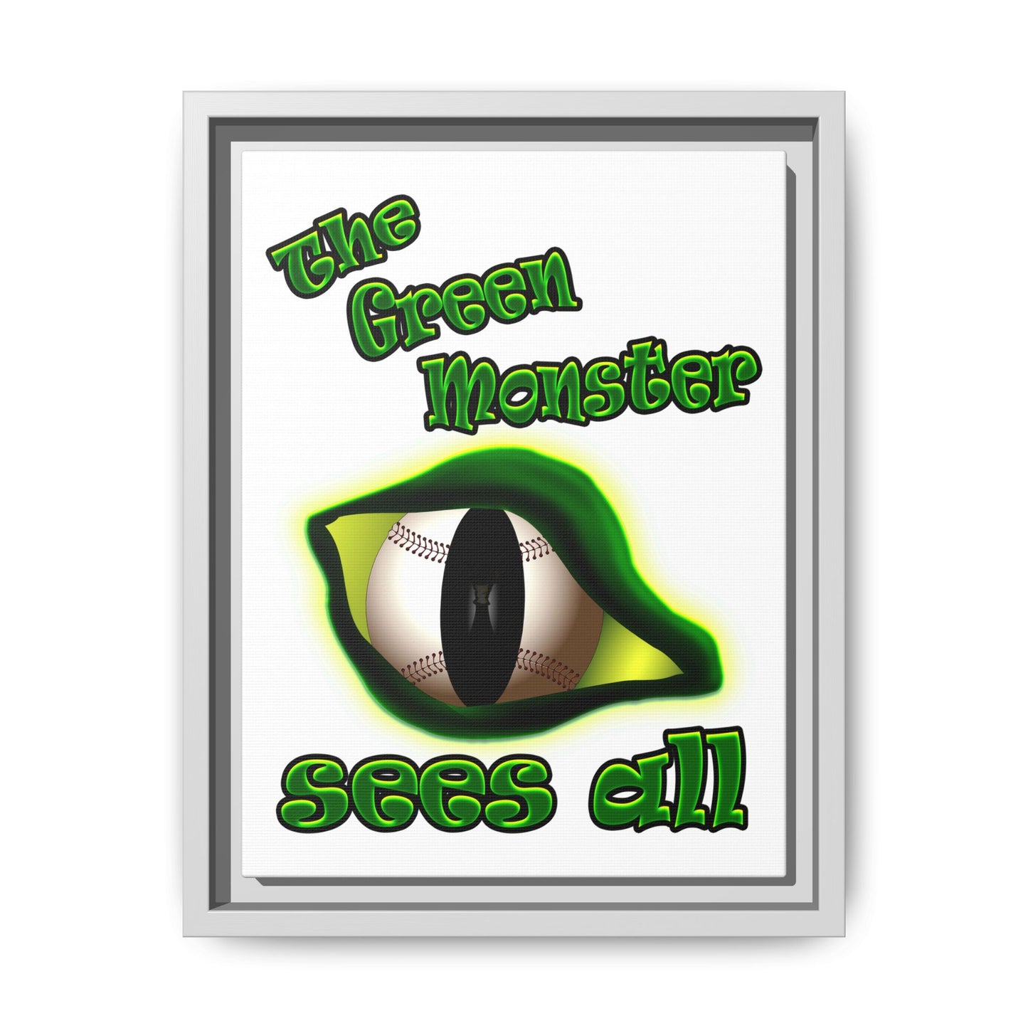 green monster - framed canvas art (white)
