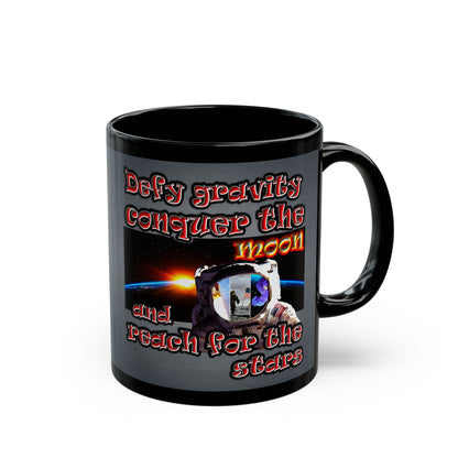 defy conquer reach - Black Mug (grey-light grey)