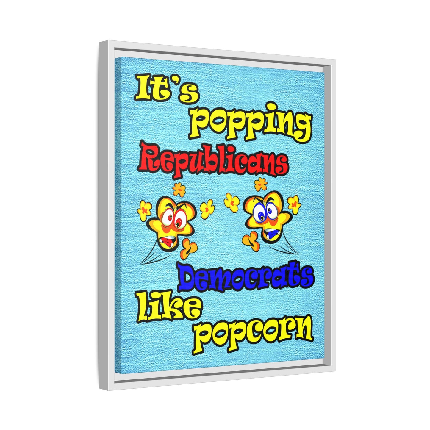 popping like popcorn - framed canvas art (faded dark blue)