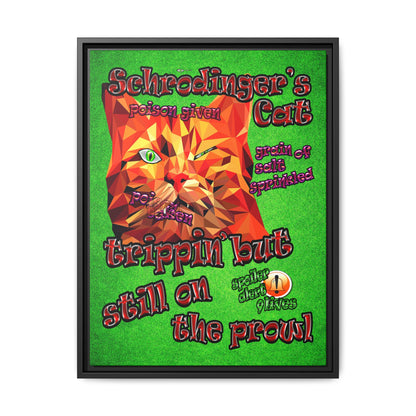 schrodinger's cat - framed canvas art (green turf)