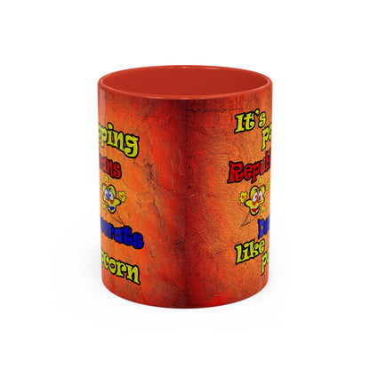 popping like popcorn - Accent Mug (burnt orange)
